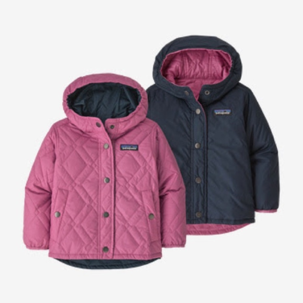 Patagonia Toddler Reversible Diamond Quilt Jacket in Pink/Dark Blue Size 4T